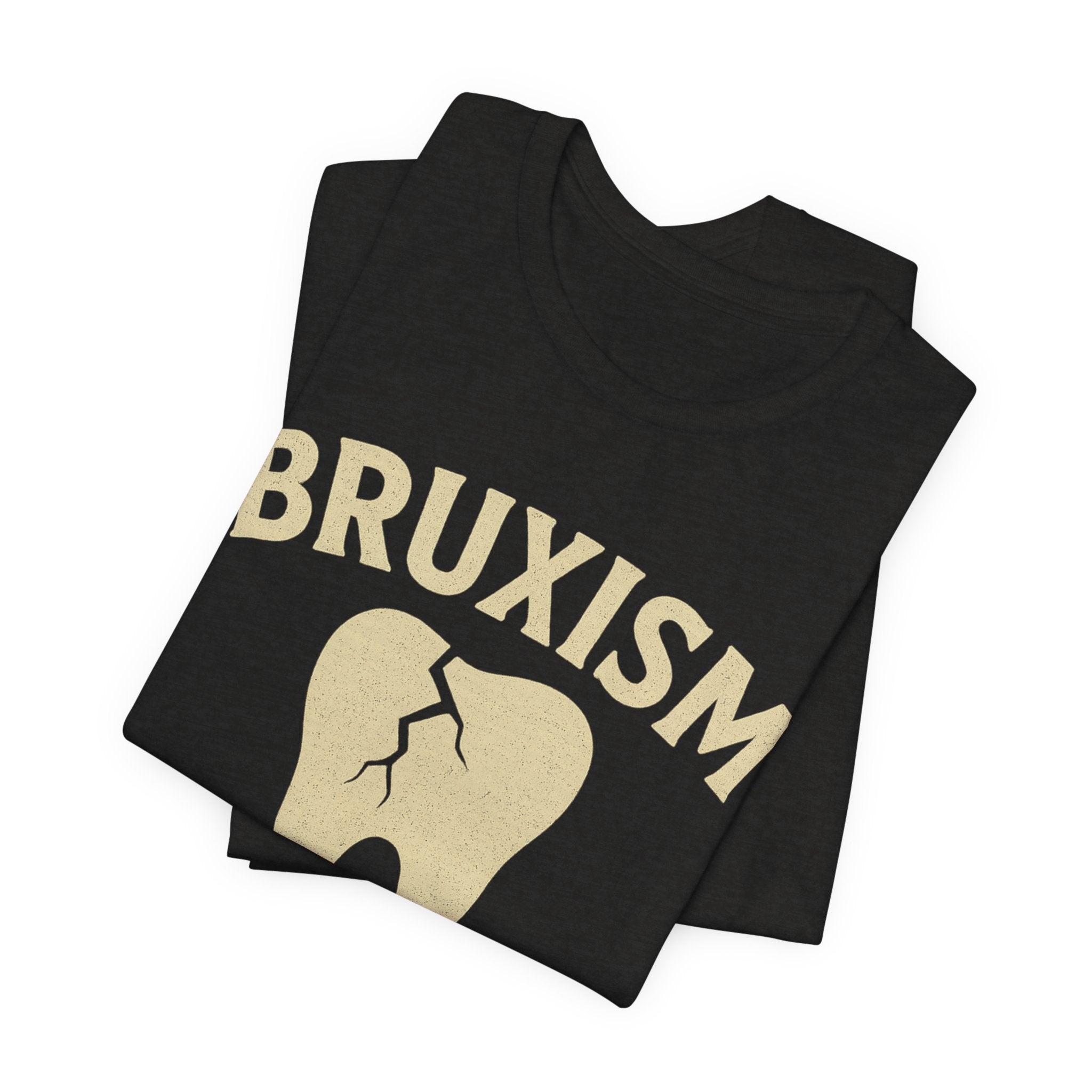 Black t-shirt with 'BRUXISM' and a mouth graphic 
