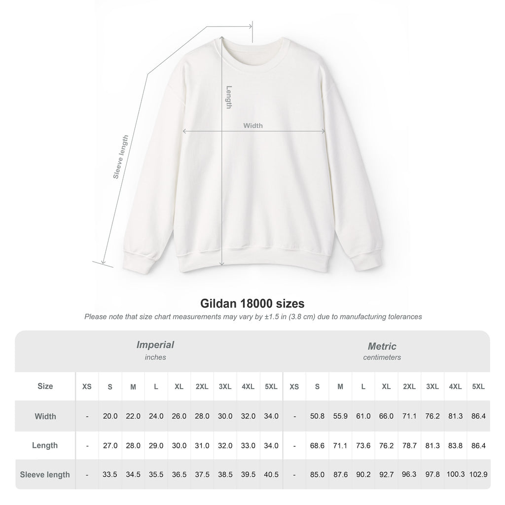 Light Pink sweatshirt with measurement chart on a white background